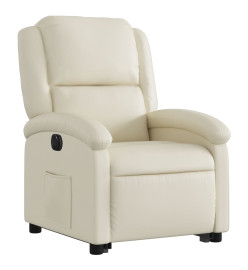 Fauteuil inclinable électrique crème similicuir