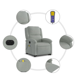 Fauteuil inclinable de massage électrique gris clair velours