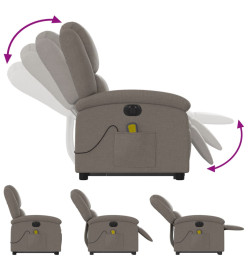 Fauteuil inclinable de massage électrique Taupe Tissu