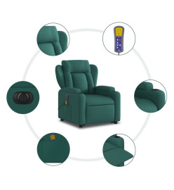 Fauteuil inclinable de massage électrique Vert foncé Tissu