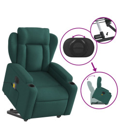 Fauteuil inclinable de massage électrique Vert foncé Tissu