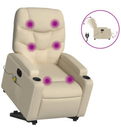 Fauteuil inclinable de massage électrique Crème Tissu