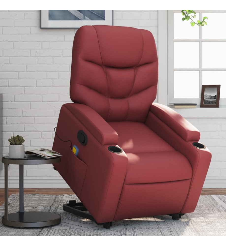 Fauteuil inclinable de massage Rouge bordeaux Similicuir