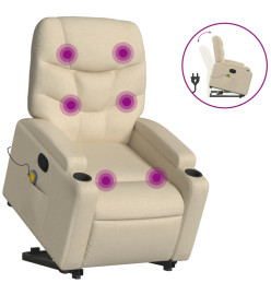 Fauteuil inclinable de massage Crème Tissu