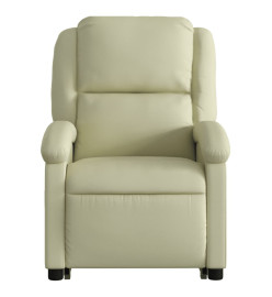 Fauteuil inclinable de massage électrique crème cuir véritable