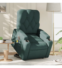 Fauteuil inclinable de massage électrique Vert foncé Tissu