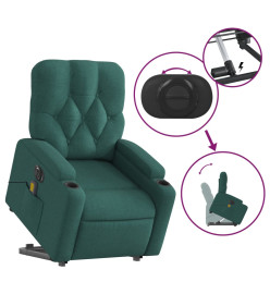 Fauteuil inclinable de massage électrique Vert foncé Tissu