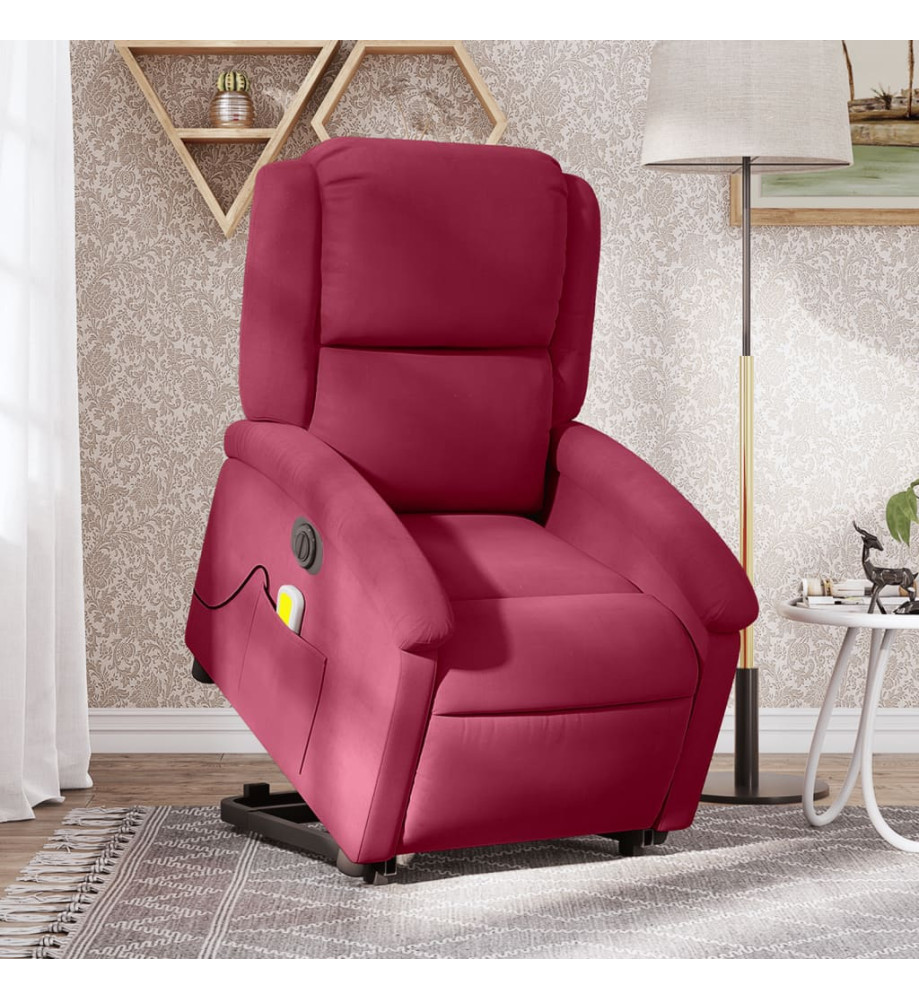 Fauteuil inclinable de massage électrique rouge bordeaux