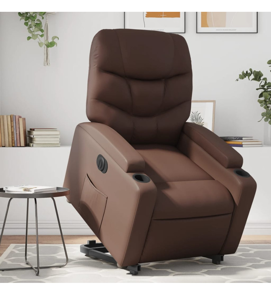 Fauteuil inclinable électrique marron similicuir