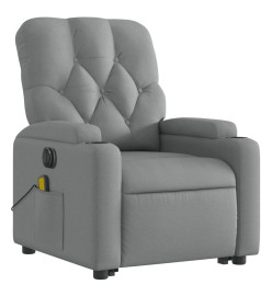 Fauteuil inclinable de massage électrique Gris clair Tissu