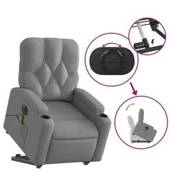 Fauteuil inclinable de massage électrique Gris clair Tissu