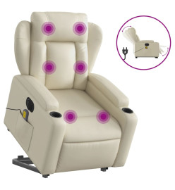 Fauteuil inclinable de massage électrique crème similicuir