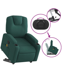 Fauteuil inclinable de massage Vert foncé Tissu