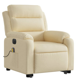 Fauteuil inclinable de massage électrique Crème Tissu