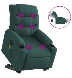 Fauteuil inclinable de massage électrique Vert foncé Tissu