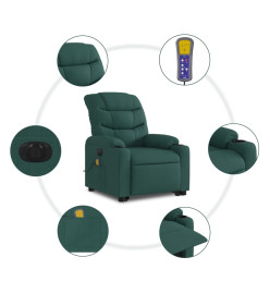 Fauteuil inclinable de massage électrique Vert foncé Tissu