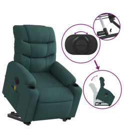 Fauteuil inclinable de massage électrique Vert foncé Tissu