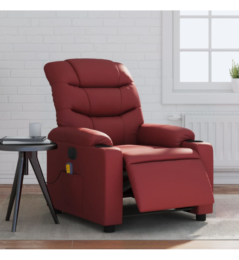 Fauteuil de massage inclinable électrique rouge bordeaux