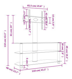 Meuble TV d'angle 3 niveaux pour 32-70 pouces noir et argenté