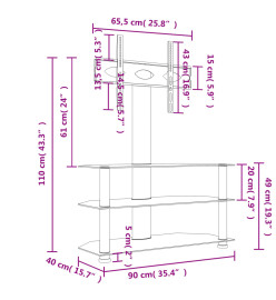 Meuble TV d'angle 3 niveaux pour 32-70 pouces noir