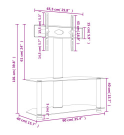 Meuble TV d'angle 2 niveaux pour 32-70 pouces noir argenté