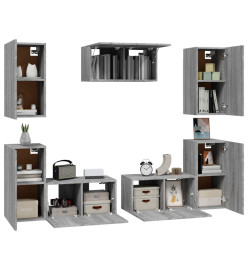 Ensemble de meubles TV 7 pcs Sonoma gris Bois d'ingénierie