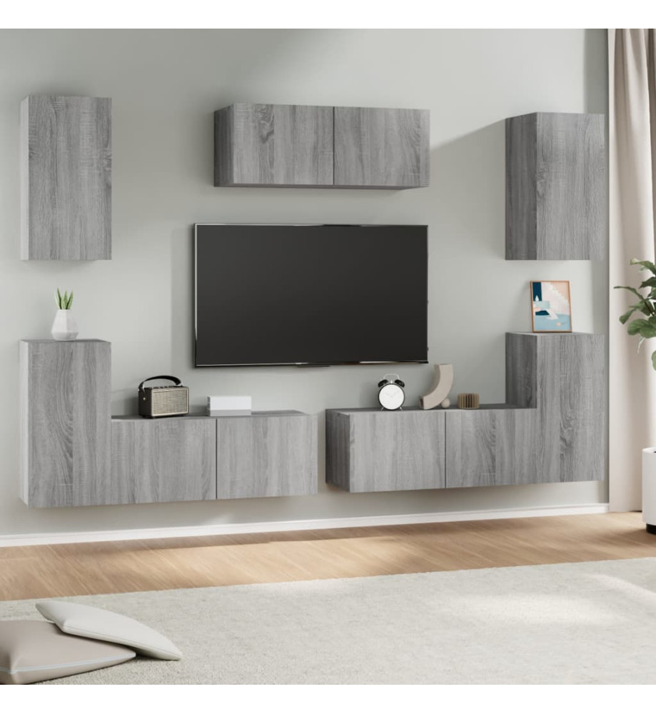 Ensemble de meubles TV 7 pcs Sonoma gris Bois d'ingénierie