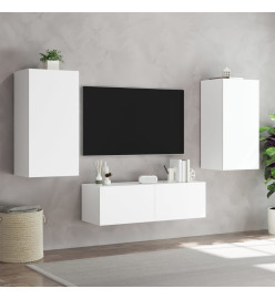 Meuble TV mural 3 pcs avec lumières LED blanc