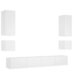 Meuble TV mural 6 pcs avec lumières LED blanc