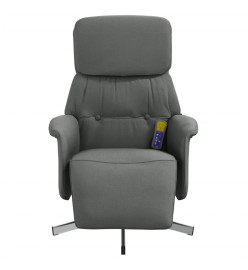 Fauteuil inclinable de massage et repose-pieds gris foncé tissu