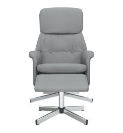 Fauteuil inclinable avec repose-pied gris clair tissu