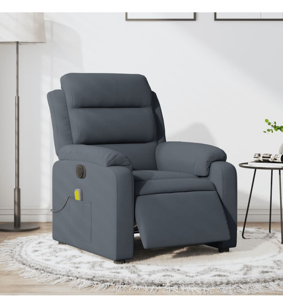 Fauteuil inclinable de massage électrique gris foncé velours