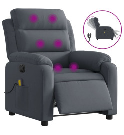 Fauteuil inclinable de massage électrique gris foncé velours