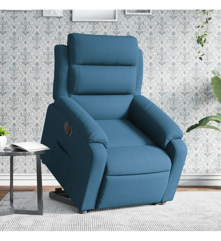 Fauteuil inclinable électrique bleu velours