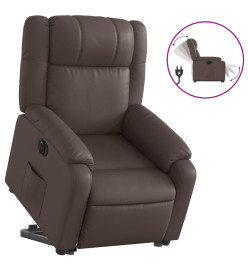 Fauteuil inclinable électrique marron similicuir