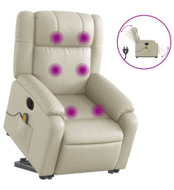 Fauteuil inclinable de massage électrique crème similicuir