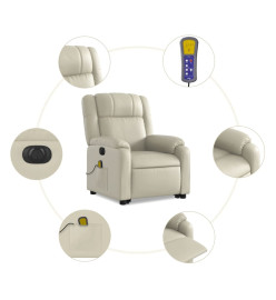 Fauteuil inclinable de massage électrique crème similicuir