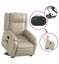 Fauteuil inclinable de massage électrique crème similicuir