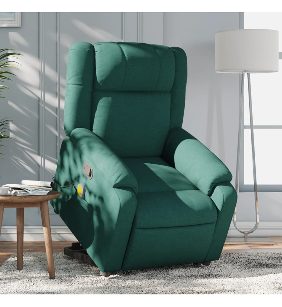 Fauteuil inclinable de massage Vert foncé Tissu