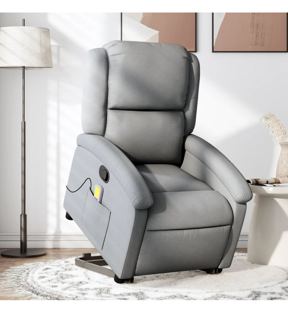 Fauteuil de massage inclinable Gris clair Tissu