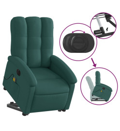 Fauteuil inclinable de massage électrique Vert foncé Tissu