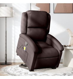 Fauteuil inclinable de massage Marron foncé Tissu