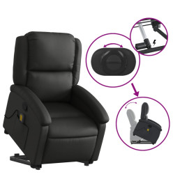 Fauteuil inclinable de massage noir cuir véritable