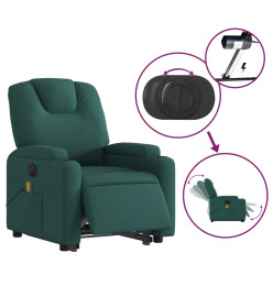 Fauteuil inclinable de massage électrique Vert foncé Tissu