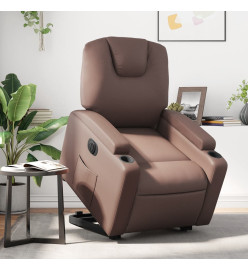 Fauteuil inclinable électrique marron similicuir