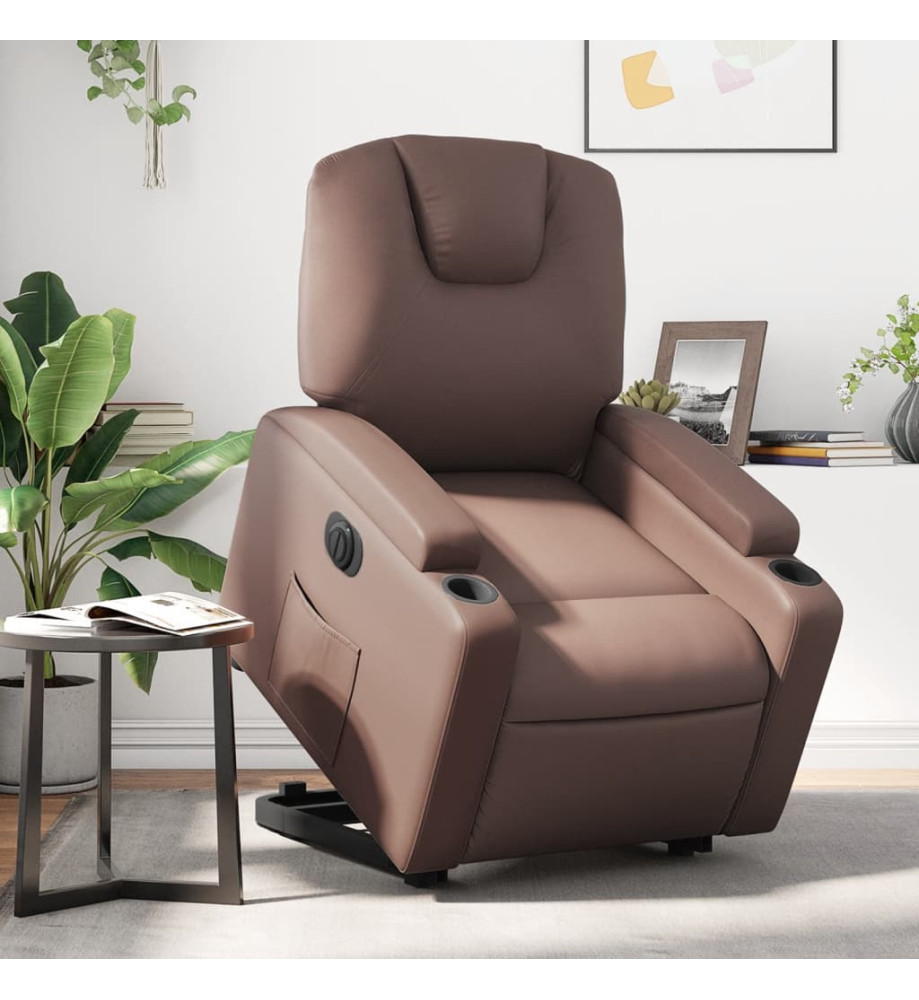 Fauteuil inclinable électrique marron similicuir