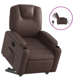 Fauteuil inclinable électrique marron similicuir