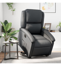 Fauteuil inclinable électrique noir cuir véritable