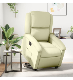 Fauteuil inclinable électrique crème cuir véritable