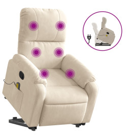 Fauteuil inclinable de massage beige tissu microfibre